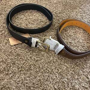 Canyon Sky Men's Leather Belt Set Embossed Brown & Solid Black, 40”